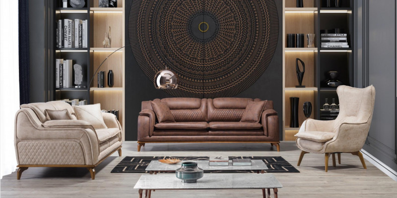 Sofa Braun 3 Sëtzer Wunnzëmmer Klassesch Design Luxus Italienesch Stil 3er