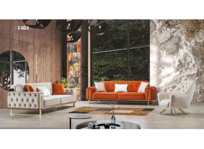 Sesselle 1 Sëtz Beige Chesterfield Luxus Design Einsëtz Möbel Stoff