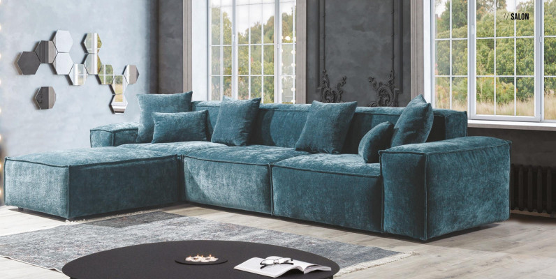Ecksofa Blo Wunnzëmmer Elegante Wunnecke Design Miwwelen Eckgarnitur