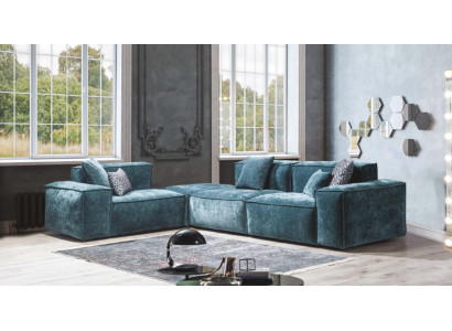 Ecksofa L - Form Blo Wunnlandschaft Design Zouwelen Miwwelen Sofa Canapé