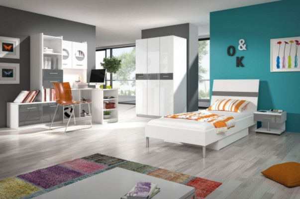 Bett + Nuetsdësch Schlofkummer Jugendzëmmer Kannerzëmmer Set Miwwelen Schwaarz 2 Stéck.