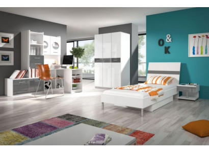Bett + Nuetsdësch Schlofkummer Jugendzëmmer Kannerzëmmer Set Miwwelen Schwaarz 2 Stéck.
