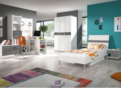 Bett + Nuetsdësch Schlofkummer Jugendzëmmer Kannerzëmmer Set Miwwelen Schwaarz 2 Stéck.