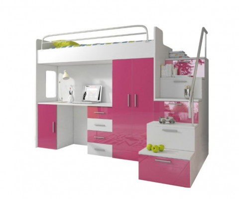 Karmbett Rosa Dësch Schaf Multifunktion Etagen Héichbett Kannerzëmmer