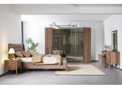 xxl Kleederschaf héich brong Schlofzëmmer Schief Glasschaf Holz modern nei