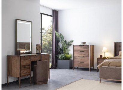 Schminktisch Set Konsolspigel Material Holz Schlofzëmmer Miwwelen Design Hocker