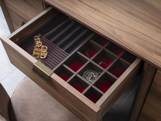 Schminktisch Set Konsolspigel Material Holz Schlofzëmmer Miwwelen Design Hocker