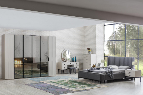Schminkdësch mat Spigel Grousser Schlofzëmmer Design Konsol Hocker Nei