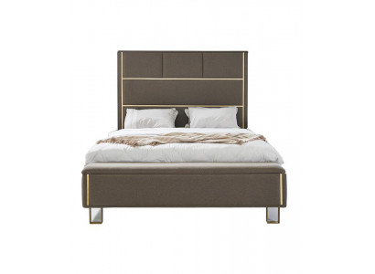 Taupe gepolstert Better Duebelbett Holz Schlofzëmmer Miwwelen Hotel Polster 180x200