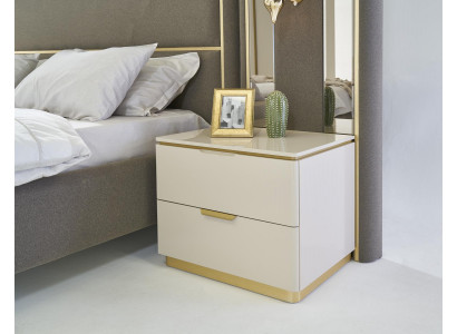 Schlofzëmmer Konsolen Nuetsschaf Set 2x Nuetsschaf Luxus Hotel Miwwelen Beige Nei