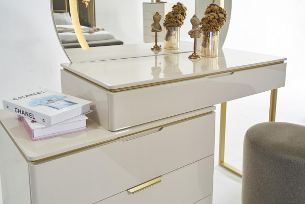 Schminktisch Set Konsole Spigel Schlofkummer Miwwelen Design Hocker Set Nei