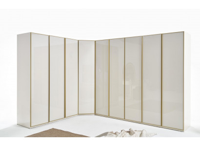 Héichglanz Kleederschaf Schlofkummer Schief Eckschaf Luxus Miwwelen Gold Béisch