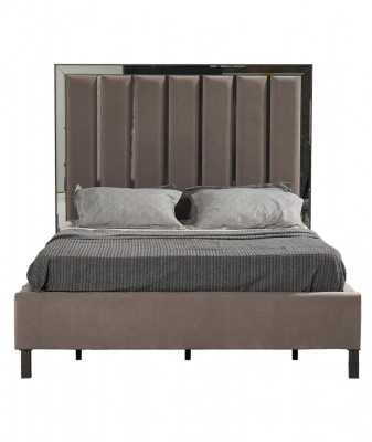 Better Design Bett Polster Schlofzëmmer Hotel Design Duebelbett Metall Taupe Nei