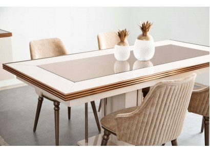 Luxus Iessdësch Dësch Béis Glasdësch Holz-Dësch Designer Dëscher Kichen