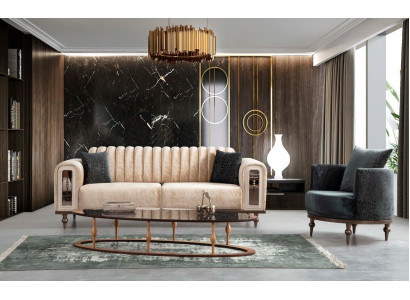 Modern Design Couchgarnitur Sofagarnitur Set Wunnzëmmer Set 3+1 Couchtisch Beige