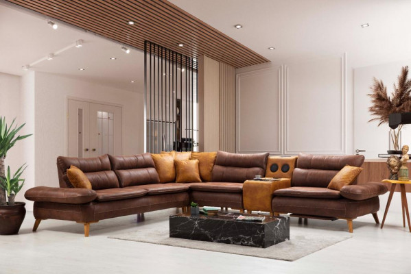 Bluetooth Multifunktioun Sofa Canapé Ecksofa Sound System Wunnlandschaft