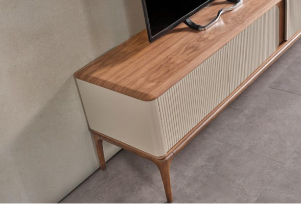 Säitenschaf verluer Fernseh-Nidderschaf Schaf Couchdësch Wunnzëmmer Modern Beige Holz