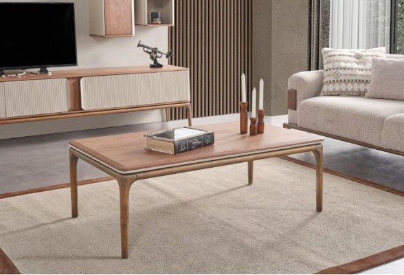 Designer Canapé Dësch moderner Canapé Dësch Holz Wunnzëmmer Beige