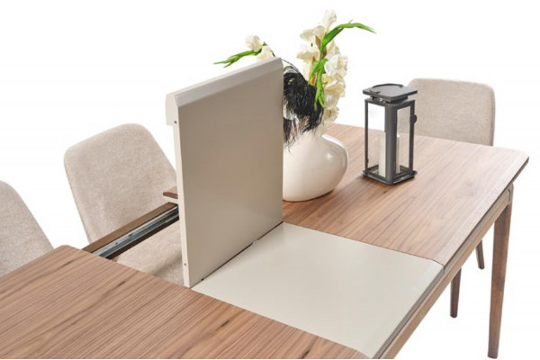 Iessgrupp Iessdësch 4 Still Säitenaresor Spigel Modern 7-tlg Holz Beige