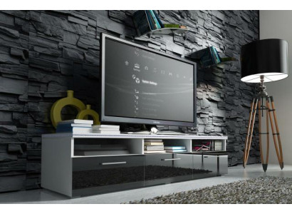 E e stilvollen TV-Schaf aus Holz fir Äert Wunnzëmmer am moderne Stil.
