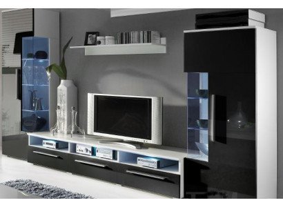 Designer Wunnwand RTV TV Sideboard +2 Vitrinnen Anbau Schaf Wohnzimmer Wand Neit