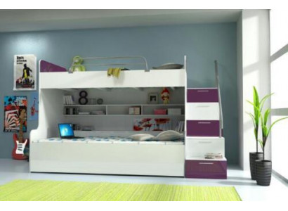 Duebelstockbett Etagenbett Bett Kannerbett Jugendbett Héichbett Nei Violett/Wäiss