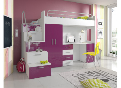 Duebelstéckbett Etagebett Duebelbett Jugendbett Better mat Schrauf Dësch RAJ4