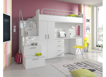 Duebelbettstull Etagëbett Duebelbett Jugendbett Better mat Schaf Dësch RAJ4w