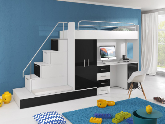 Jugendzëmmer Bett Kannerschlofbett Etagenbett Schreifttësch Kleederschaf RAJ 5S