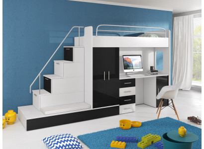 Jugendzëmmer Bett Kannerschlofbett Etagenbett Schreifttësch Kleederschaf RAJ 5S