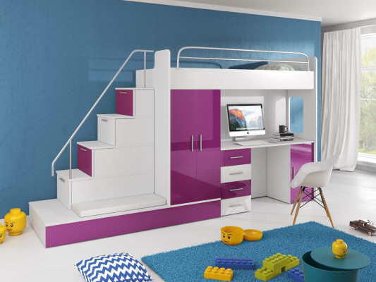 Jugendzëmmer Bett Kannerschlofbett Etagenbett Schreifttësch Kleederschaf RAJ 5S