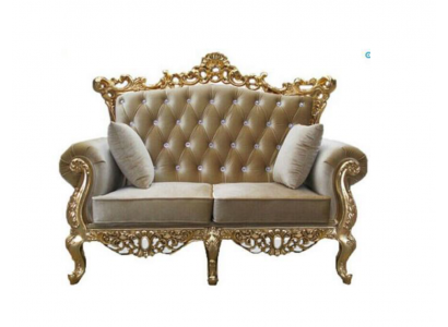 Zweesëtzeger Chesterfield Troun Sofa Kinneksstaff Polster Samt 2 Sëtzer Antik Stil