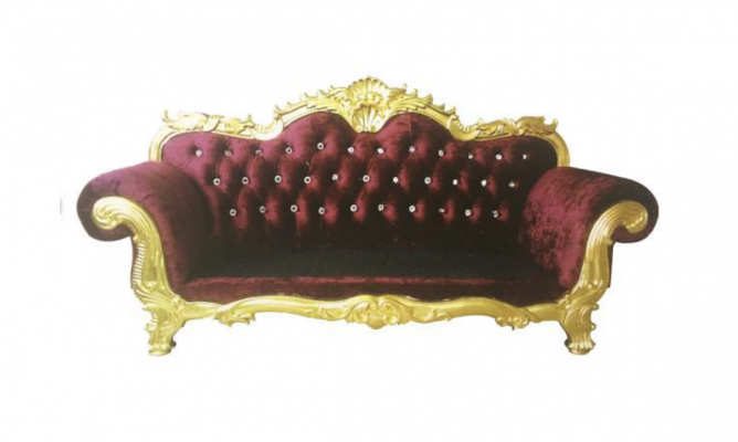 Troun Canapé Kinneken Chesterfield Velours 3-Sëtzer Antik Stil Canapéen Nei