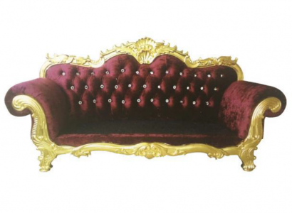 Troun Canapé Kinneken Chesterfield Velours 3-Sëtzer Antik Stil Canapéen Nei