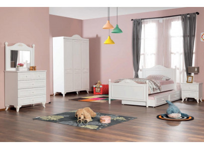 Teenager-Schlofzëmmer Landhausstil Hotel Gäschtzëmmer Miwwelen Komplett Set 5 Stéck.