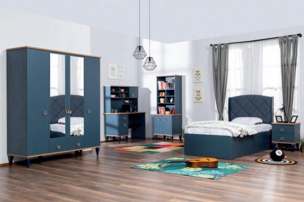 Bicherregal Blo Jugendzëmmer Miwwelen Bicherschaf Modern Kannerzëmmer Nei