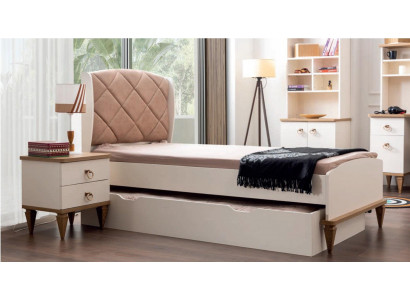 Kannerszëmmer Set Beige Kannerbett Nuetsdësch Jongeszëmmer Design Modern Nei 2 Deeler.