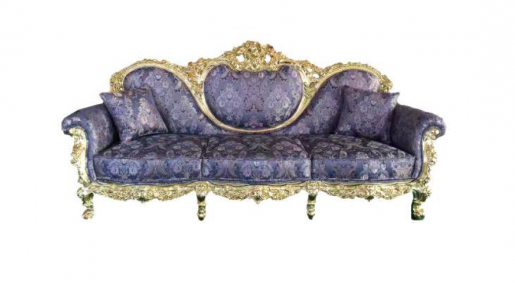 Thron Canapé Kinnigin Polster Samt 3-Sëtzer Antik Stil Fauteuil Lounge Chesterfield