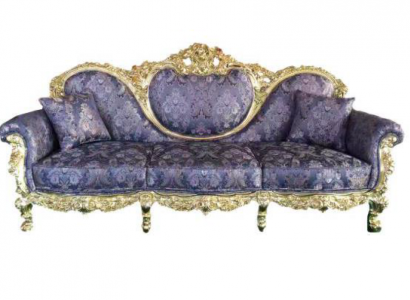 Thron Canapé Kinnigin Polster Samt 3-Sëtzer Antik Stil Fauteuil Lounge Chesterfield