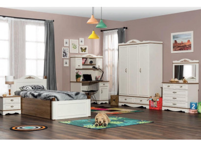 Klassescht Kannerzëmmer Jugendzëmmer Schlofzëmmer Set Komplett 5 Stécker Holz Neie.