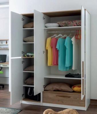 Modern Jugendzëmmer Set Bett Nattdësch Bicherregal Dësch Schlofzëmmer 5tlg.