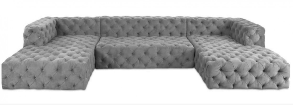 Chesterfield U-Form Sofa Gro XXL Grouss Textil Stoff Couchen Luxus Miwwelen Polster