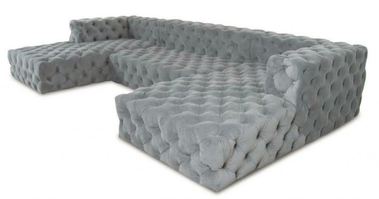 Chesterfield U-Form Sofa Gro XXL Grouss Textil Stoff Couchen Luxus Miwwelen Polster