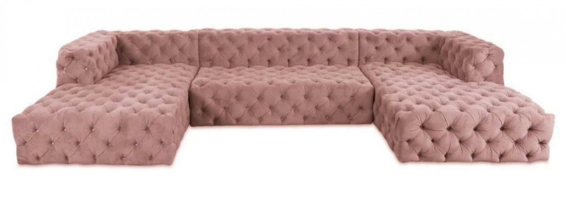 Chesterfield U-Form Sofa Gro XXL Grouss Textil Stoff Couchen Luxus Miwwelen Polster