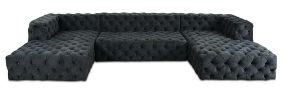 Chesterfield U-Form Sofa Gro XXL Grouss Textil Stoff Couchen Luxus Miwwelen Polster