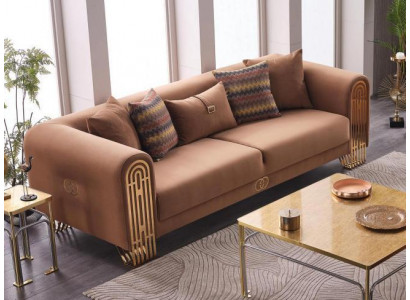Modern Edelstahl Dreesëtzer Luxus Polster Canapé Textilemiwwel Sofa Canapé