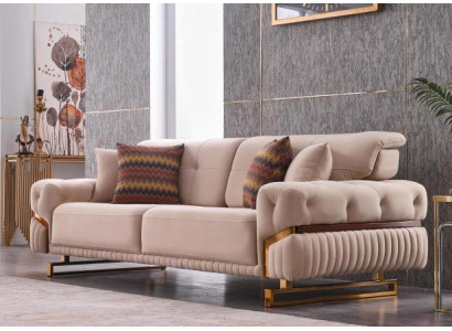 Beige Drësëtz Edelstolmoobel Wunnzëmmer Couch Luxus Stoff Sofa