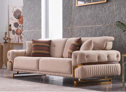 Beige Drësëtz Edelstolmoobel Wunnzëmmer Couch Luxus Stoff Sofa