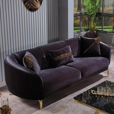 Dreisëtzer Sofa Modern Wunnzëmmer Couch Schwaarz Designer Polstersofas