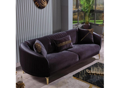 Dreisëtzer Sofa Modern Wunnzëmmer Couch Schwaarz Designer Polstersofas